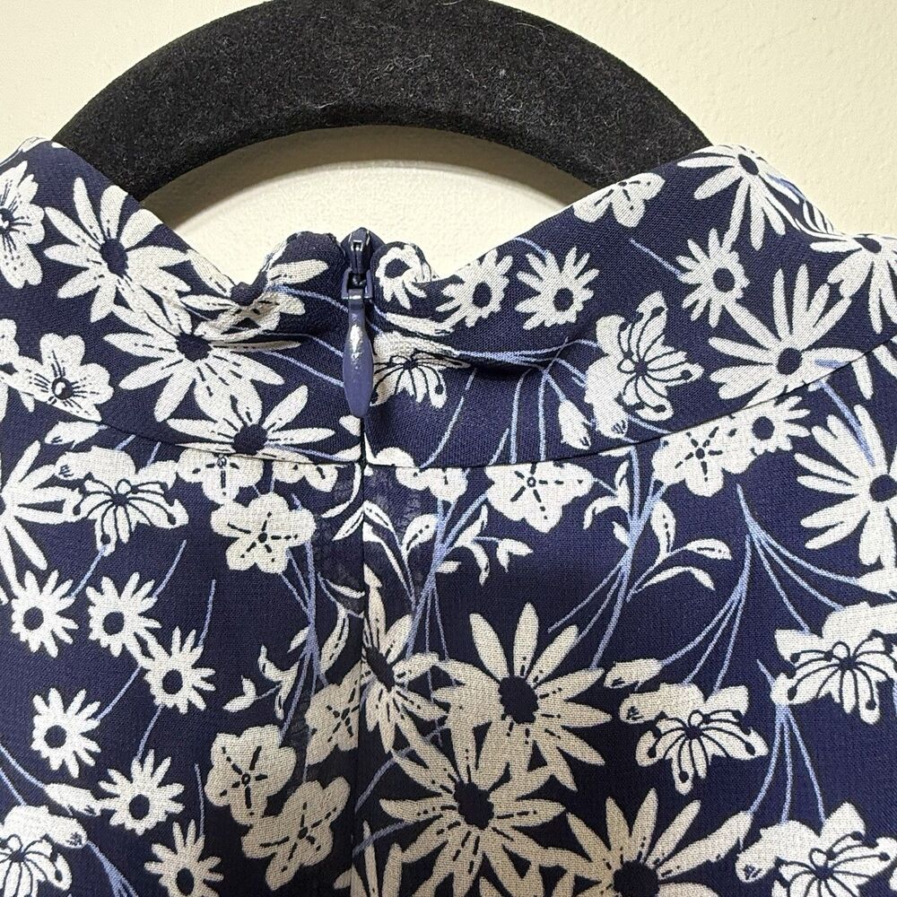 JH Collectibles Blue White Floral Sleeveless High Neck Shift Dress A-line Sz 10 - Picture 6 of 6